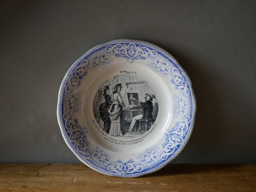 Creil et Montereau クレイユモントロー アンティークプレート ブルー