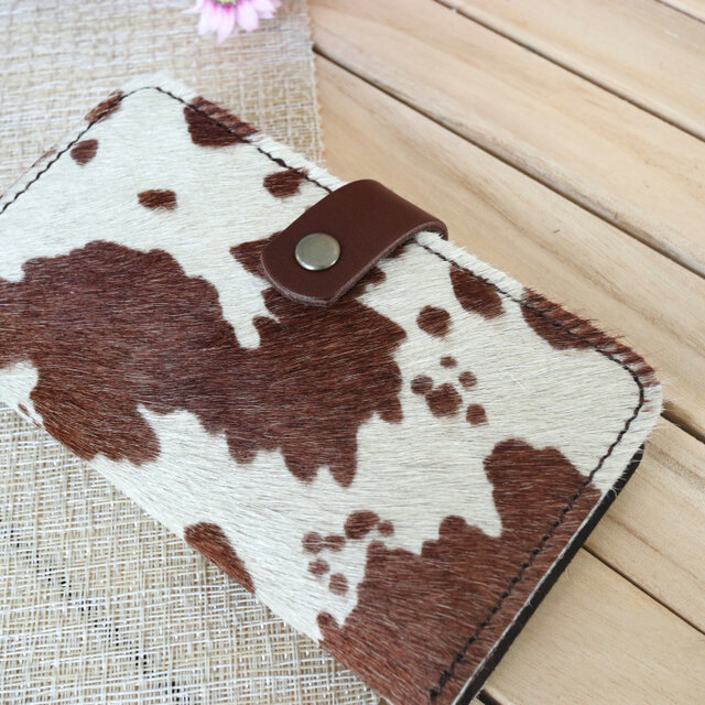 毛付き革ハラコ＆牛革 手帳型スマホケース（背面名入れ刻印無料