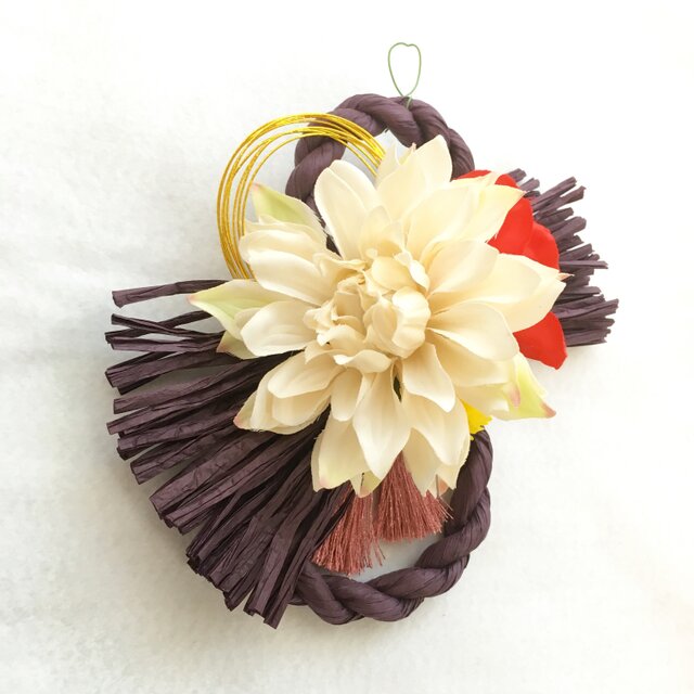 ダリアの花しめ縄（紫） お正月飾りお正月リース | iichi 日々の暮らし