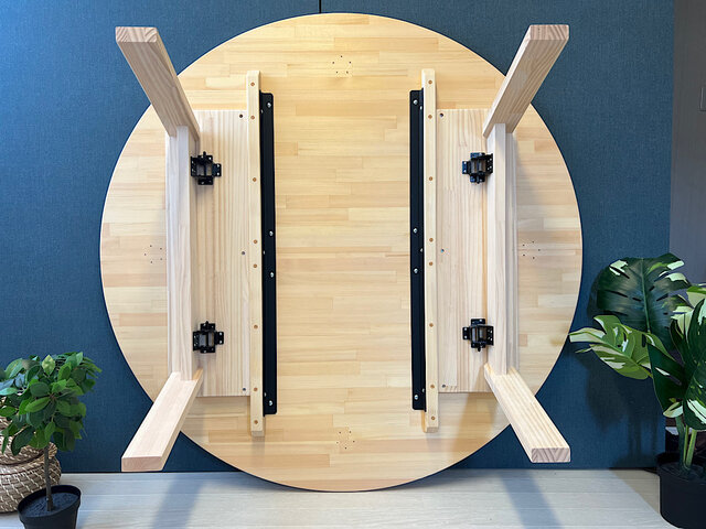 送料無料】 ローテーブル 丸形 120cm パイン ナチュラル 折り畳み脚 木