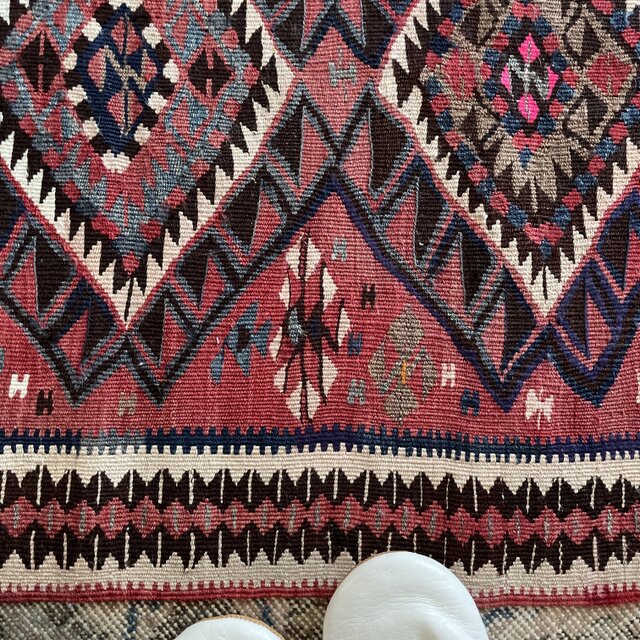 69×92 オールドキリム ウール100% トルコヴィンテージラグ | iichi