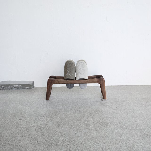 スリッパラック ウォールナット無垢 SLIPPER RACK 木製 収納 玄関