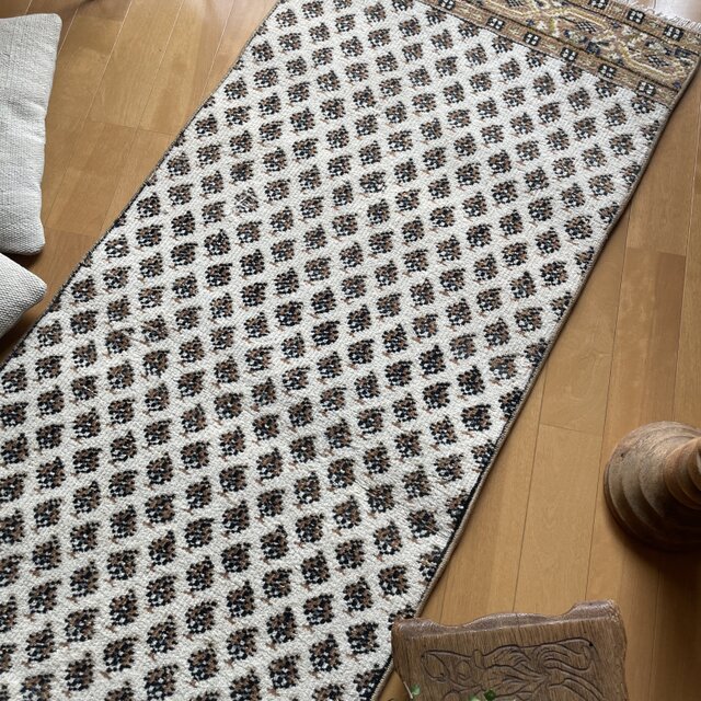 60×160 ランナーラグ ウール分厚目 アーモンド柄 トルコヴィンテージ