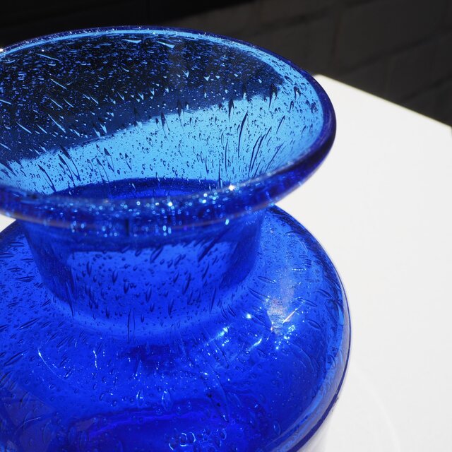 北欧＊エリックホグランのフラワーベース／青色／花瓶／ガラス／BODA
