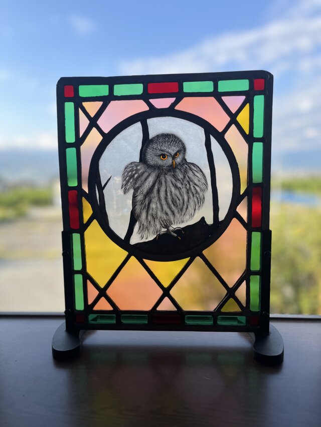 絵付けステンドグラス ふくろう | iichi 日々の暮らしを心地よくする