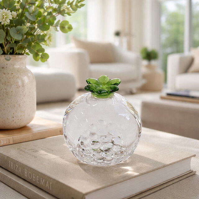 ガラスオブジェ｜可愛いザクロ置物 クリスタル・フルーツインテリア