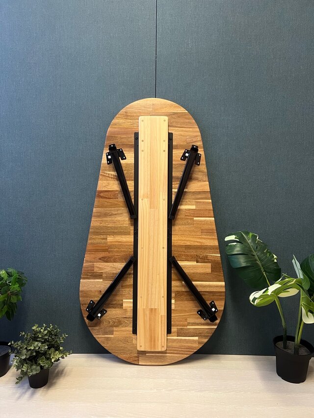 送料無料】 ローテーブル だるま形 120cm 60cm アカシア 折りたたみ脚