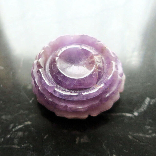 アメジスト 蓮（ロータス） 台座 42mm 天然石 置物 コレクション