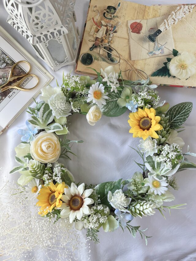 ひまわりのリース ひまわり 夏リース 夏 | iichi 日々の暮らしを