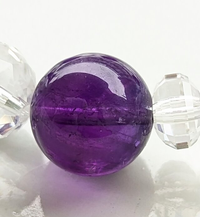 ウルグアイ産アメジスト（非加熱）&クリアクォーツのブレスレット