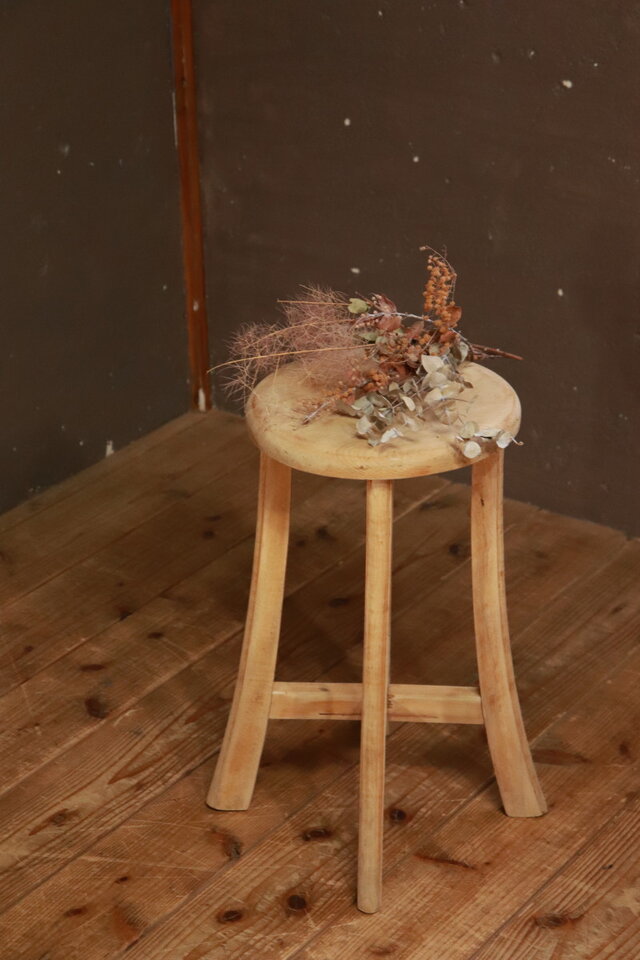 №087 木製丸イス スツール 椅子 アンティーク家具 古道具 54665