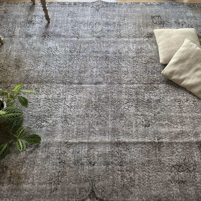 超大判182×293 貴重グレイオーバーダイ メダリオン トルコヴィンテージ