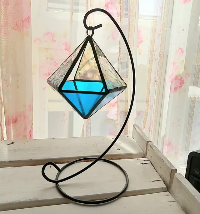 ステンドグラス＊卓上テラリウム/キャンドルホルダー（フラクチャー