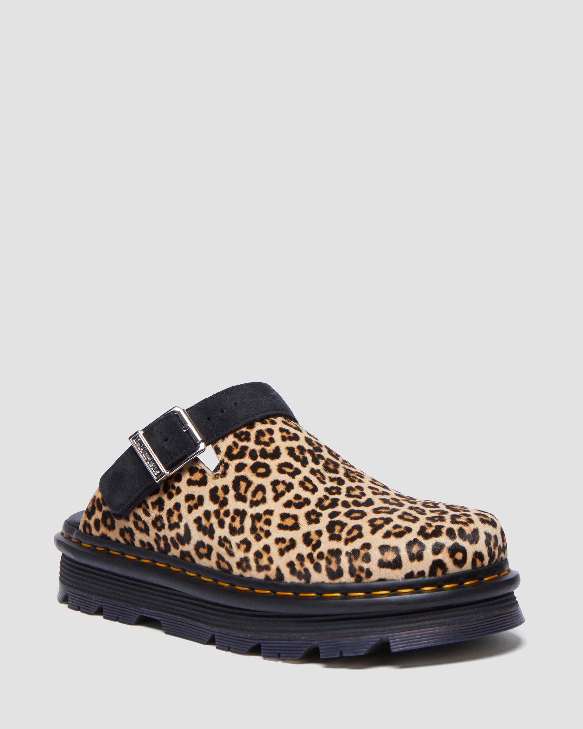 Zebzag Leopard Casual Slingback Platform Mules in Light Tan | Dr