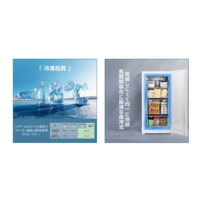 Haier(ハイアール) 直冷式前開冷凍庫102L JF-HSU10A(W)の通販｜前開き