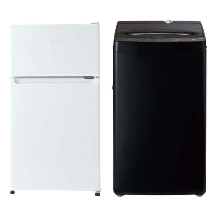 2点セット】 Haier(ハイアール) 冷蔵庫87L JR-9A(W) + 全自動洗濯機6.0
