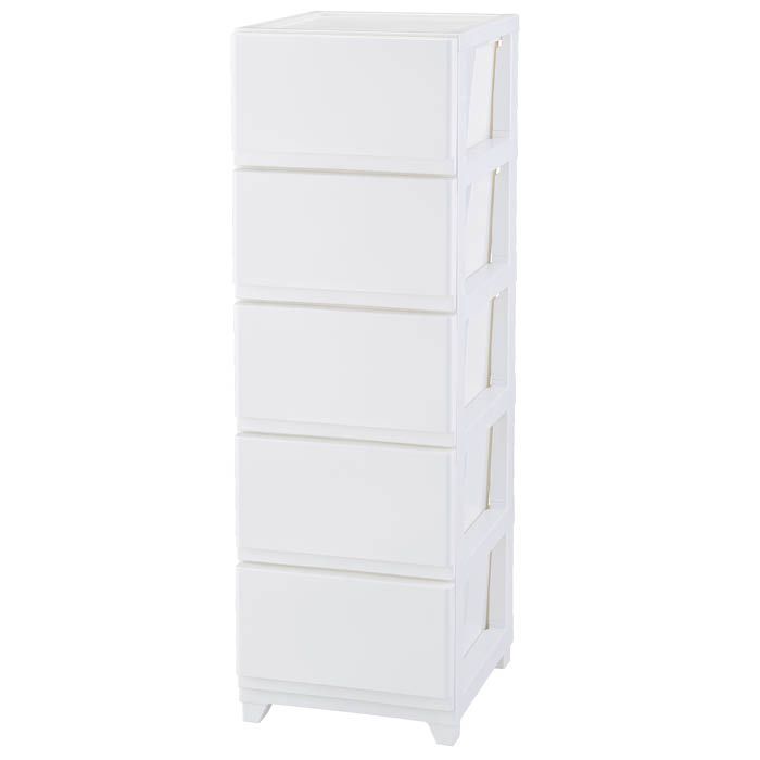 スリムチェストNデコニーシーヴォ 5段 ホワイトの通販｜チェスト｜衣装