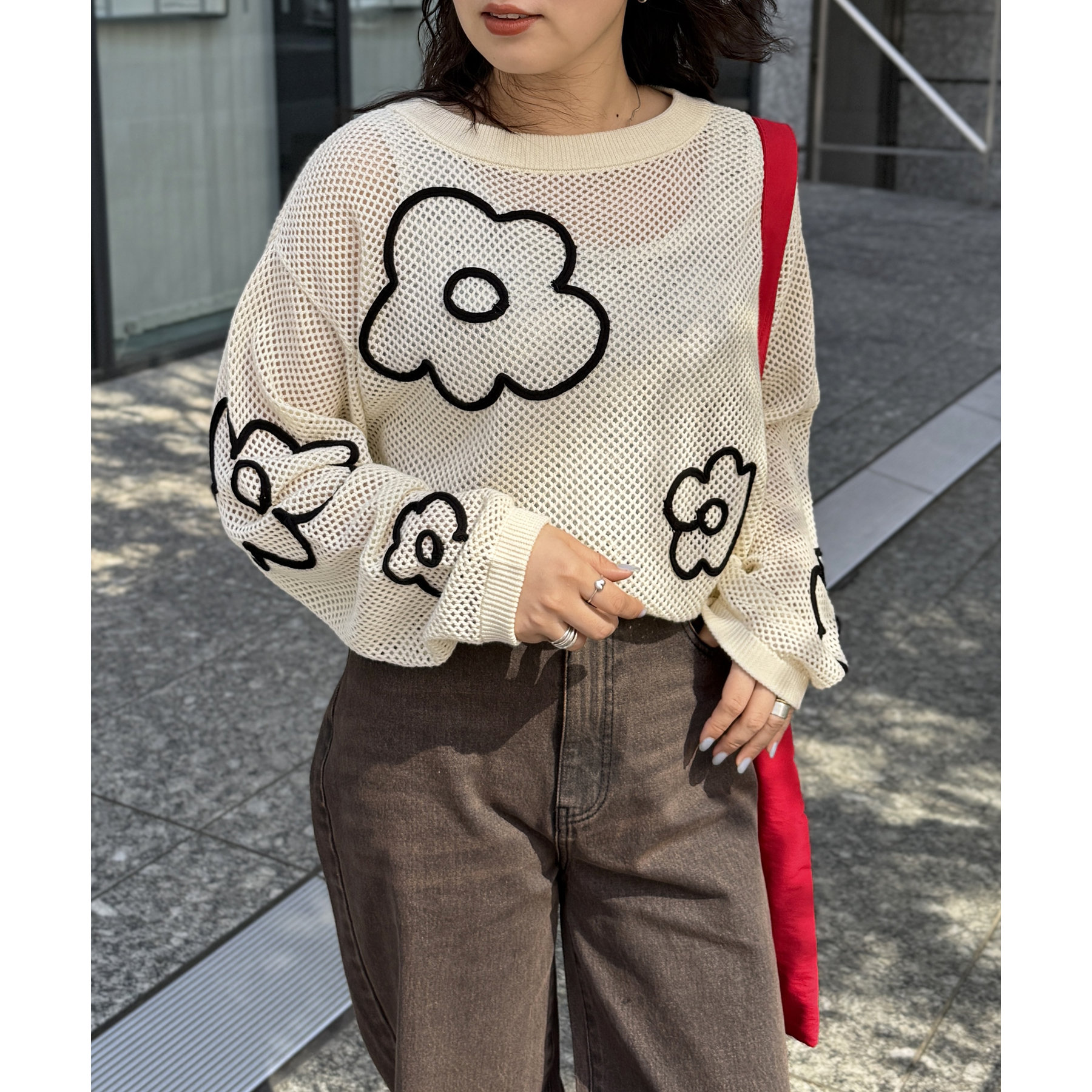 コード刺繍花柄メッシュニット | ファッション通販サイト NUGU