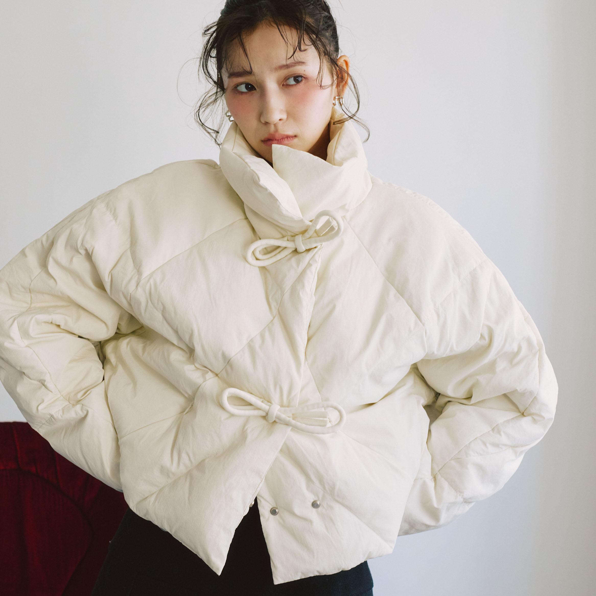 キルティングリボンパファーダウンジャケット | ファッション通販