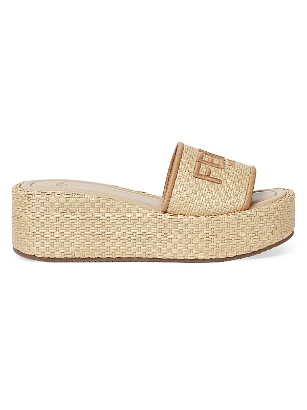 Fendi Sunshine Logo Cotton Platform Slides | Saks Fifth Avenue