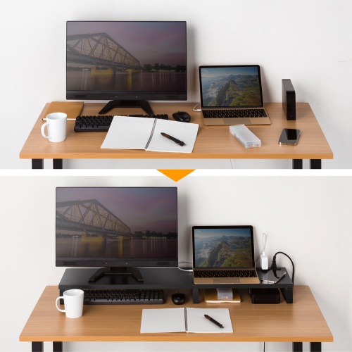 MR-LC213BK【コンセント付きモニター台（W1000・ブラック）】モニター