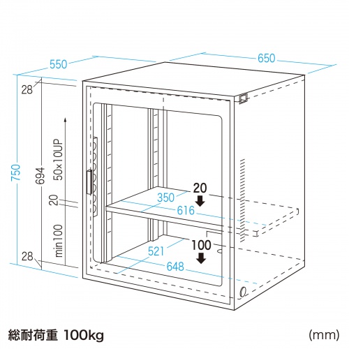 MR-FAK65H【簡易防塵ラック（W650×D550）】中棚付で液晶ディスプレイ＋