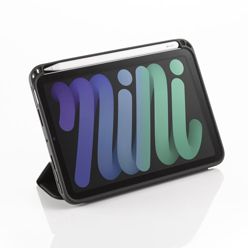 PDA-IPAD1814BK【iPad mini 第7/6 Apple Pencil収納ポケット付きケース