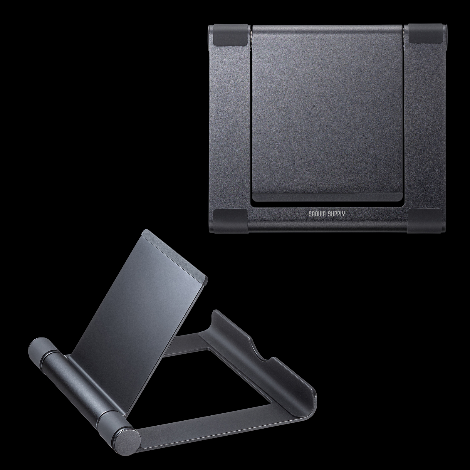 PDA-STN35BK【タブレット用アルミスタンド（ブラック）】角度を無段階