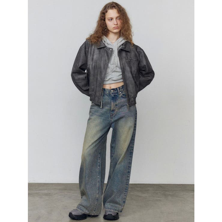 ヴィンテージフェイクレザーブルゾン[品番：MKSW0065809]｜EMODA