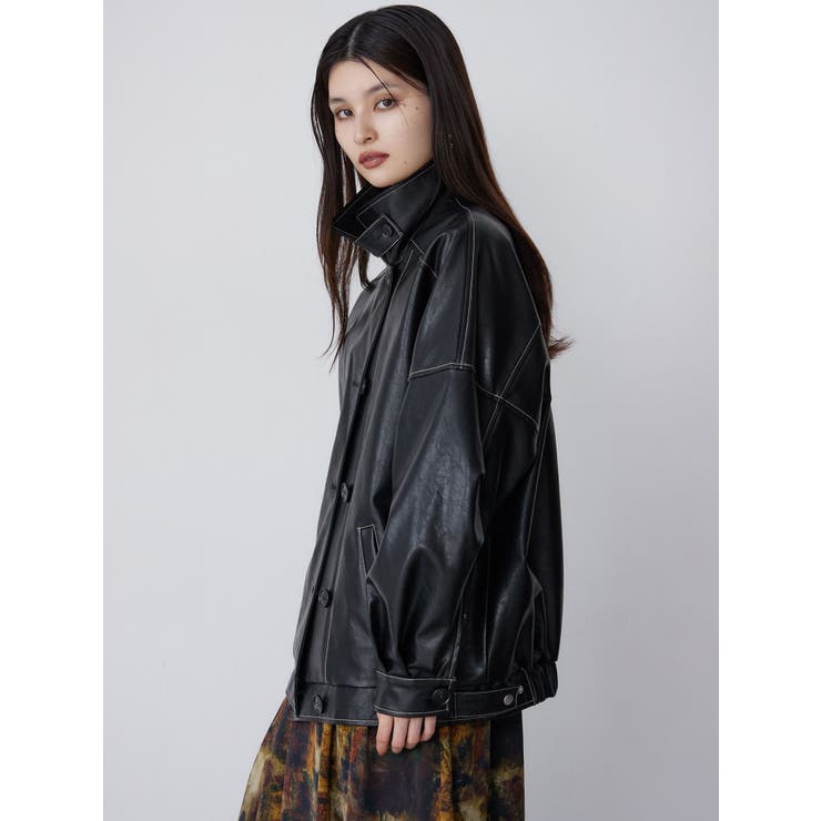 スタンドネックフェイクレザージャケット[品番：MKSW0065726]｜MURUA