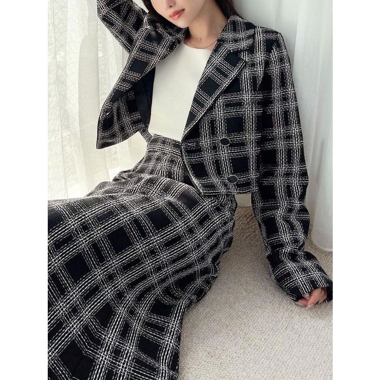 ツイードダブルショートジャケット【セットアップ着用可能】[品番