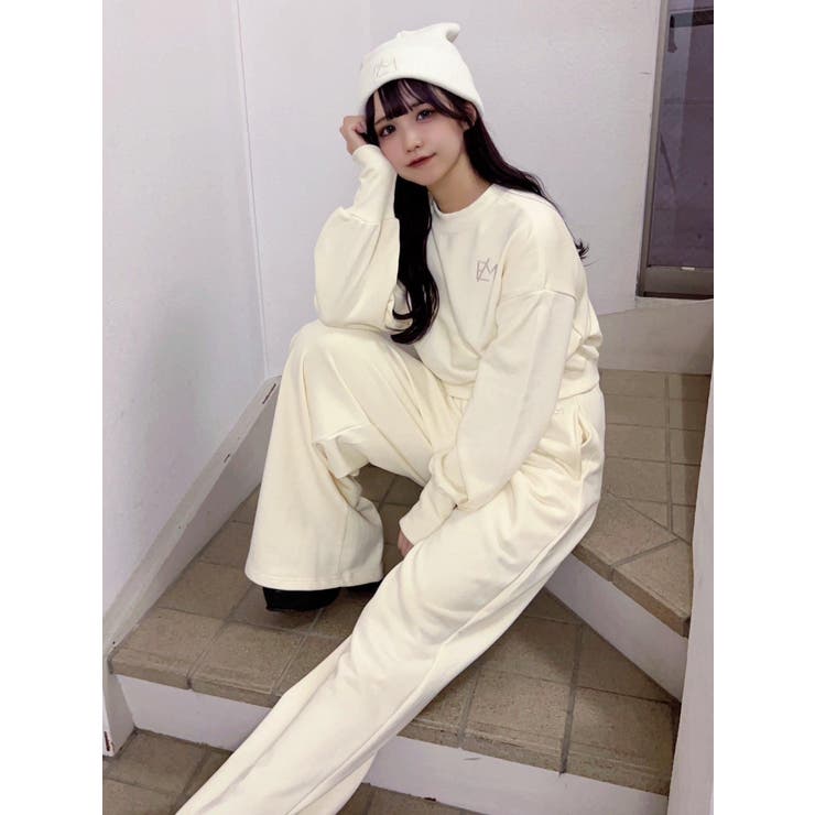 ロゴ刺繍ハイネックTOP（セットアップ可能）[品番：MKSW0053038