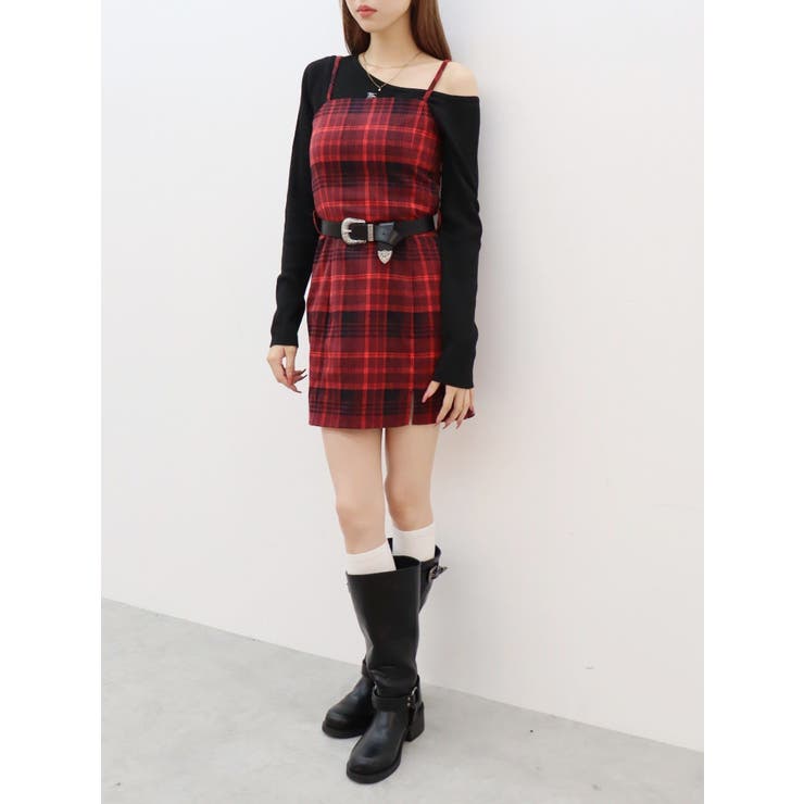 チェックミニワンピース[品番：MKSW0061450]｜EVRIS（エブリス）の