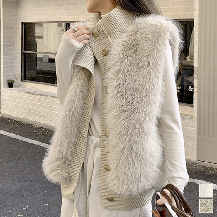 ファーベスト レディース リブニットジレ[品番：II000011158