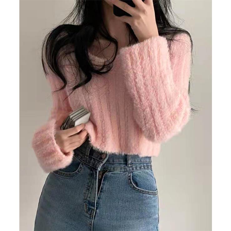 ニットトップス ショート丈ニット 韓国[品番：II000011140