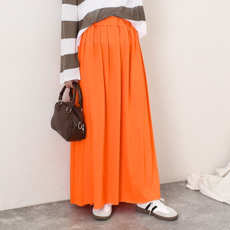 カラーマキシ丈フレアロングスカート レディース ボトムス[品番