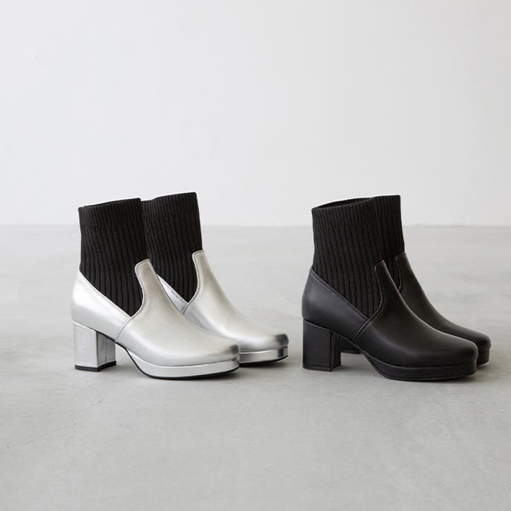 ショートブーツ ソックスブーツ レディース[品番：HSYS0010401