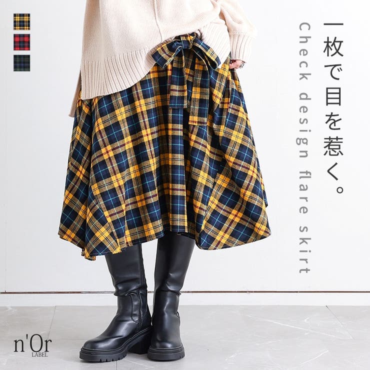 n'OrLABELクラシカルチェックスカート [品番：MITW0001517