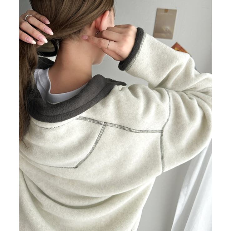 JaVa ジャバコラボ》レトロが気分。エルボ―パッチハーフジップフリース