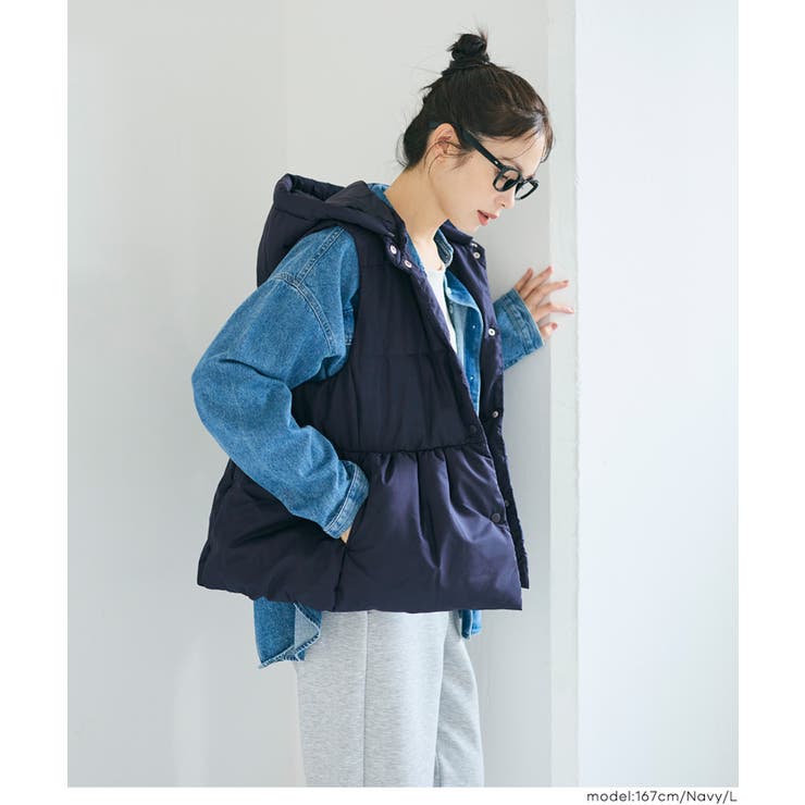 フード着脱2WAY◎シーンに合わせて使える中綿ベスト[品番：PA000016257