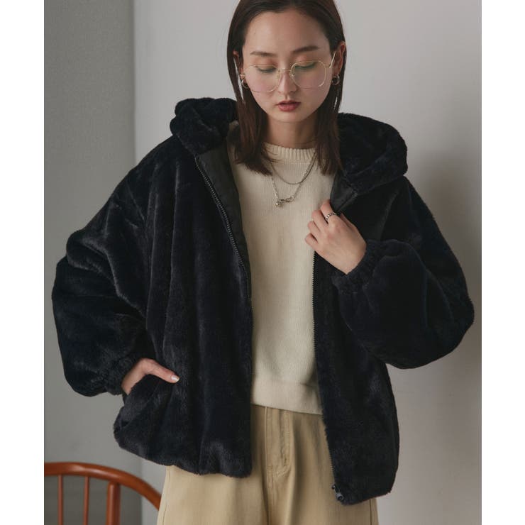 フード付きファーブルゾン[品番：ADEW0004245]｜ad thie（アドティエ