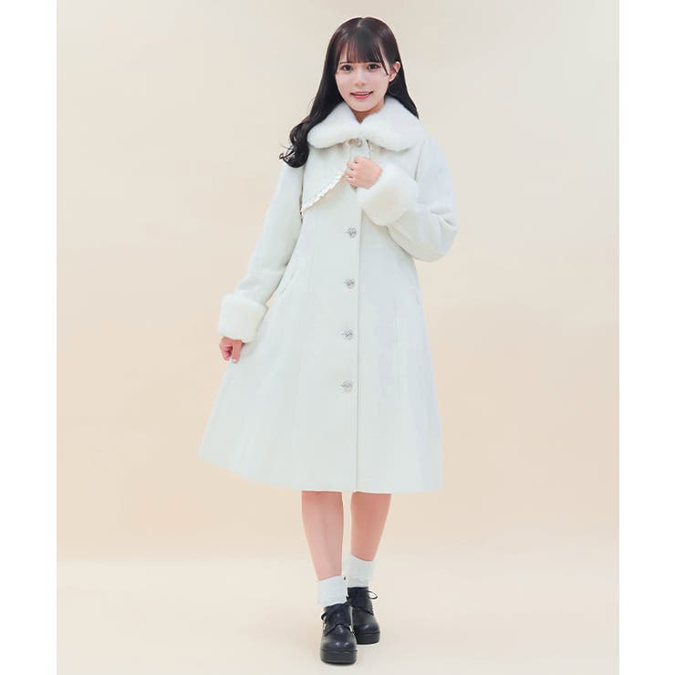 ファーティペ付ロングコート[品番：IGAW0005716]｜axes femme