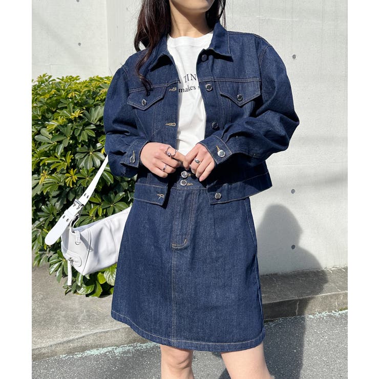 2点セット】デニムジャケット+台形スカート セットアップ[品番