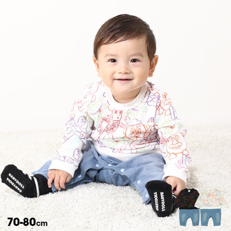 ディズニー トイ・ストーリー 裏毛総柄ドッキングロンパース 0005B