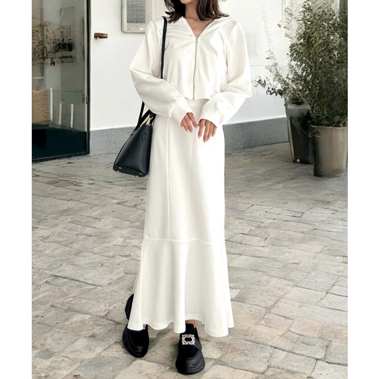 パーカー+マーメイドスカートスウェットセットアップ [24512 長袖[品番