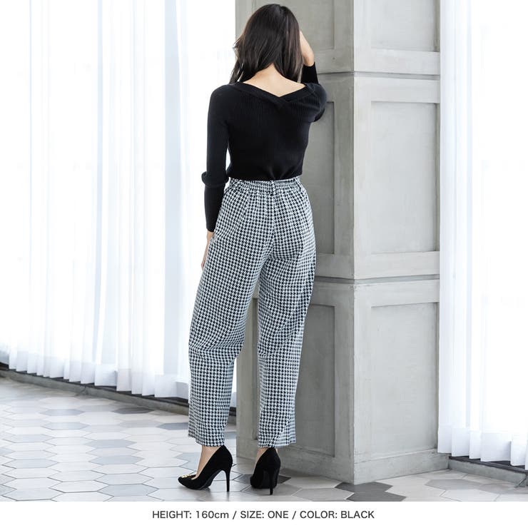 千鳥格子柄ハイウエストストレートパンツ [22552 ボトムス[品番