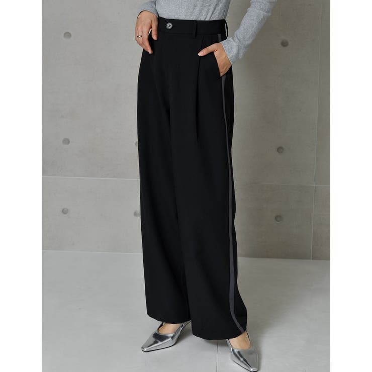 低身長 高身長 大きいサイズ有]ライトツイルサイドラインor無地タック