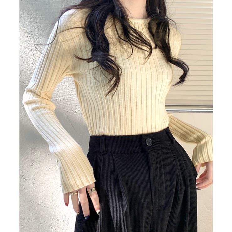 リブニットトップス リブ編み セーター[品番：NETW0002092]｜Riff