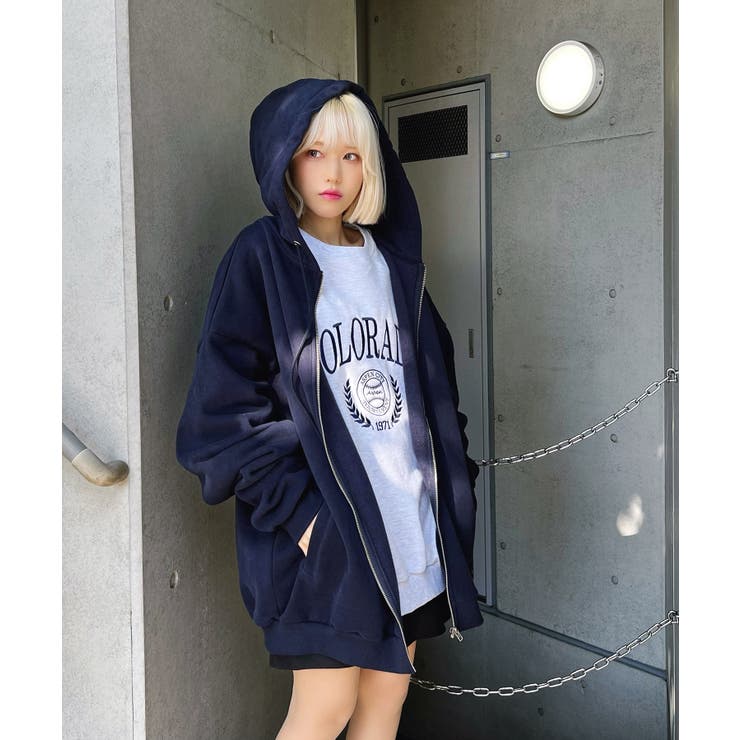 Figments】裏起毛ビッグZIPパーカー 韓国 韓国ファッション[品番