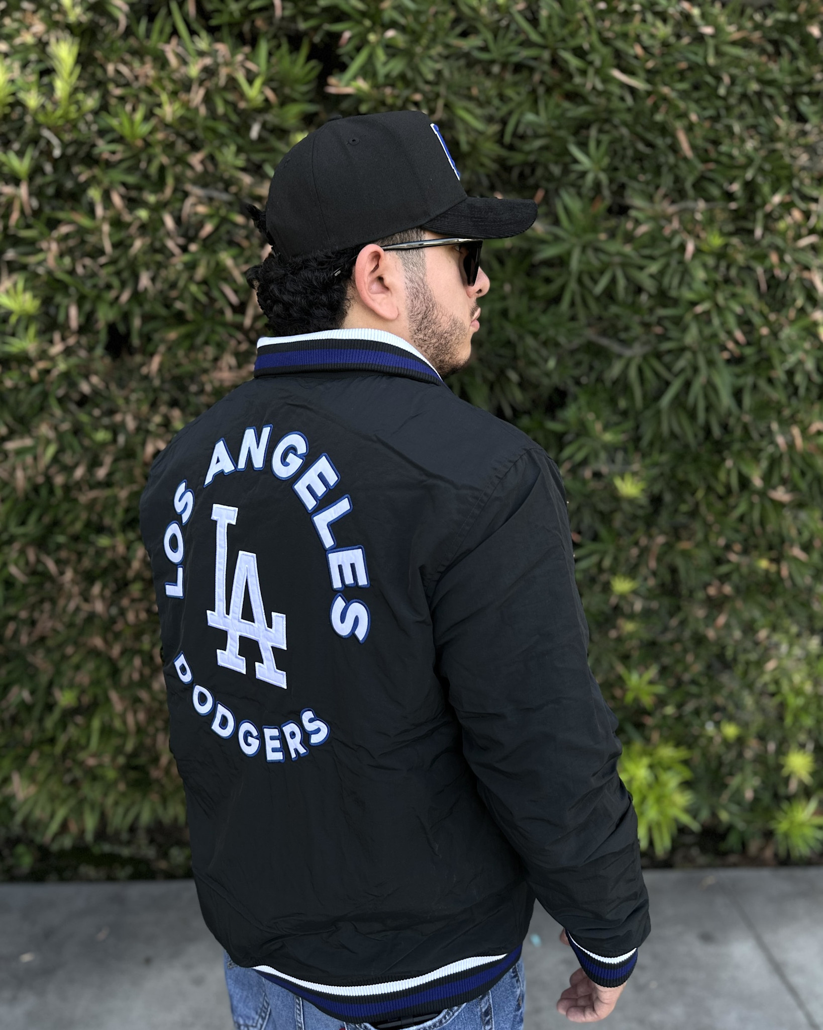 LA Dodgers Men's NE Black Throwback Nylon Full-Zip Jacket - The